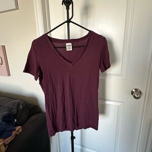 PINK Victoria's Secret Deep maroon V-Neck Tee